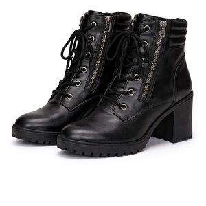 Steve Madden Black Lace-Up Boots with Zipper